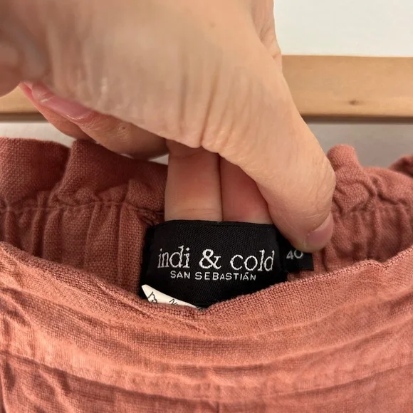 Wide Leg Linen-Blend Pants in Terra Cotta - Picture 3 of 4